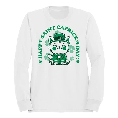 Happy Saint Catricks Day Cute Leprechaun Cat Design Women's Sweatshirt - Image 1 of 3
