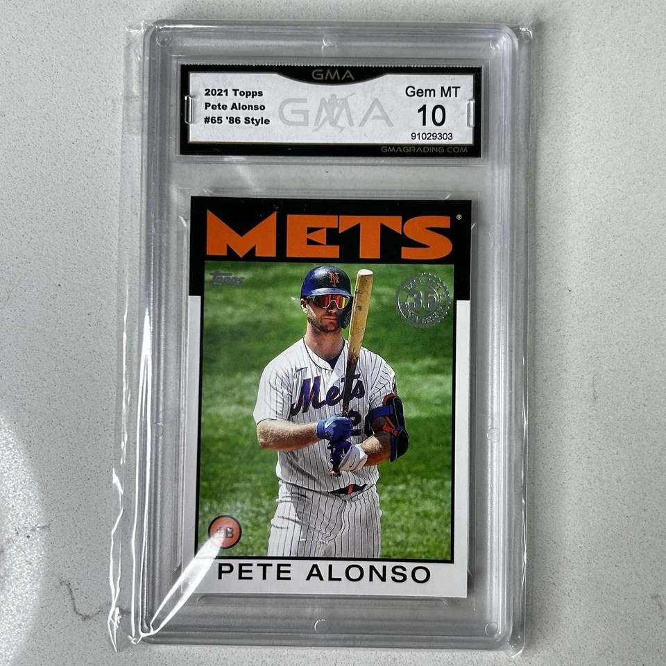 2021 Topps Pete Alonso #65 ’86 Style GMA 10 Graded Baseball Card - Image 1 of 4