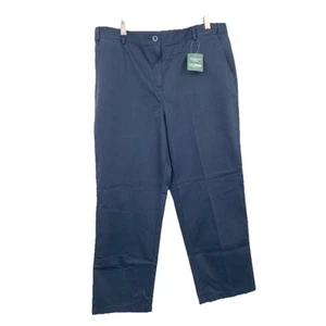 LL Bean Women Size 14 Petite Pants Chinos Navy Blue Wrinkle Free Straight Leg - Picture 1 of 8