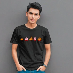 Halloween Funny Pumpkin Cartoon Game T-Shirt Kids Adults Kirby Pumpkin Gifts Tee - Picture 1 of 5