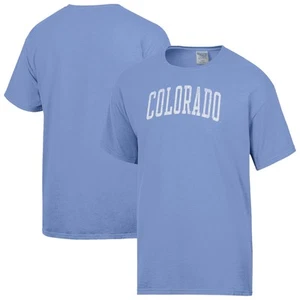 Camiseta Para Hombre-ComfortWash Azul Claro Colorado Buffaloes Arco Envejecido - Imagen 1 de 3