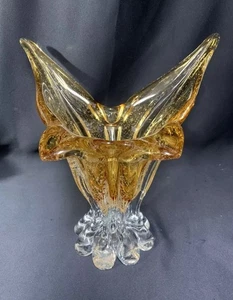 Vintage Stil Honig Bernstein mundgeblasene Glas Kunst Vase Wohnkultur $65 OBO! {ch} - Bild 1 von 5