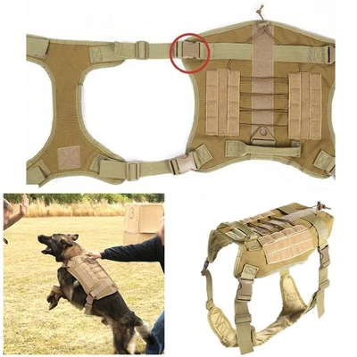 Khaki Nylon Dogs Training Harness Leash Military Tactical Working Vest Pet Leash - Image 1 of 4