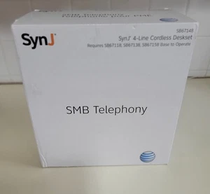 AT&T SynJ SB67148 4-Line Cordless Deskset Phone Black/Silver SMB Telephony NEW - Picture 1 of 4