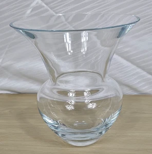 Vintage Clear Glass Vase Bulbous Base Flared Top - Mint Condition - Picture 1 of 9