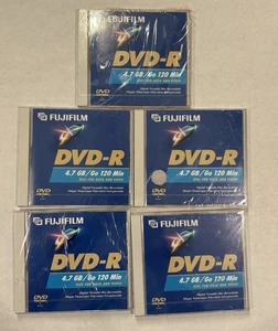 New Sealed 5 pack Fujifilm DVD-R 4.7GB 120 Min Disc 4X Write Speed 240 Min EP - Picture 1 of 4