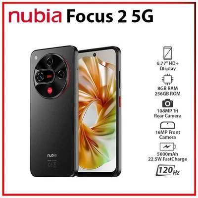 NEW ZTE nubia Focus 2 5G BLACK 8GB+256GB Dual SIM Unlocked Android Mobile Phone - Bild 1 von 3