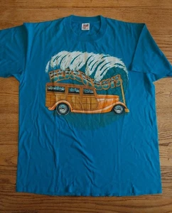 T-shirt vintage 1994 Beach Boys incudine woody surf musica punto singolo blu usata in ottime condizioni  - Foto 1 di 8