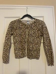 Gap Kids Girls Leopard Cheetah Sweater Button Down Cardigan Size Medium - Picture 1 of 3