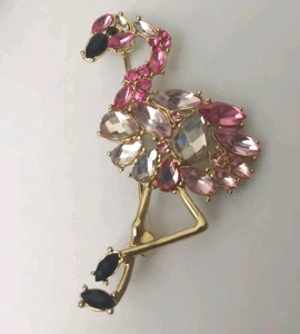 Broche flamenco estrás rosa y negro Napier - Imagen 1 de 3