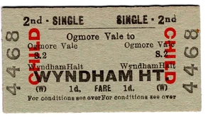 Railway ticket: B.T.C.: Ogmore Vale to Wyndham Halt, 1958 - Foto 1 di 1