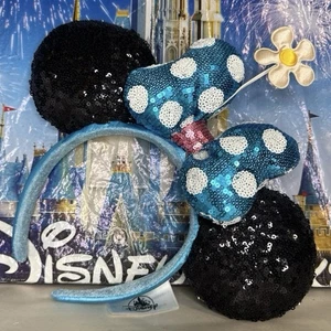 Disney Parks Blau Blume Retro Minnie Maus Ohren - Bild 1 von 2