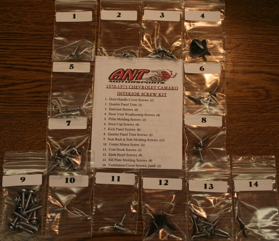 Chevrolet Camaro 1972 kit de tornillos interiores 350 Foto 1 de 1