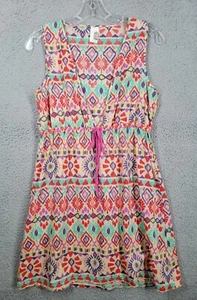 tribal print sundress medium multicolor deep plunging v neck sleeveless - Picture 1 of 8