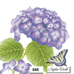(888) DOS servilletas individuales de papel para almuerzo decoupage - FLOR DE HORTENSIA MORADA - Imagen 1 de 3