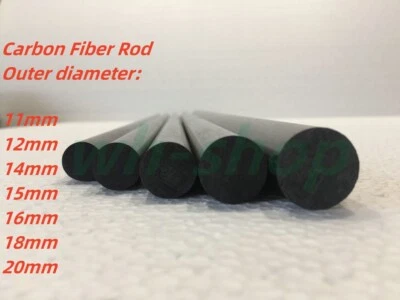 Carbon Fiber Rod 11mm 12mm 14mm 15mm 16mm 18mm 20mm x 500mm - Image 1 of 4