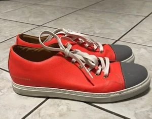 Marc Jacobs Orange Leather Sneakers Mens 8.5 US 42 Euro Made In Italy Shoes - Picture 1 of 8