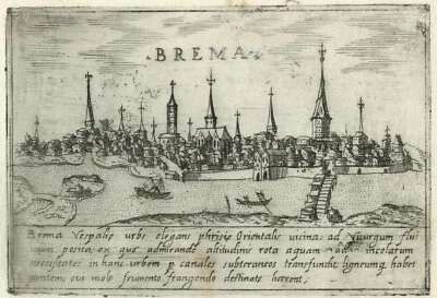 Antique Map "Brema" (Bremen - Germany) Francesco Valegio-D. Rascicotti, c.1598 - Image 1 of 2