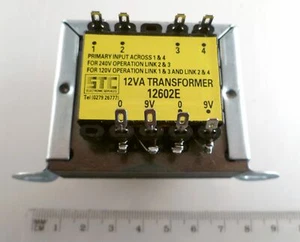 Transformador STC 12602E 12VA pulgadas 240 o 120 V salida 0-9V + 0-9V EBL73AG7 - Imagen 1 de 3
