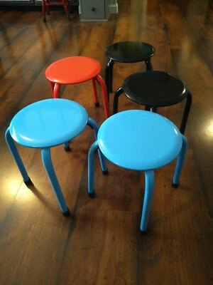 5 Childs Metal Stools New Stackable - Image 1 of 4