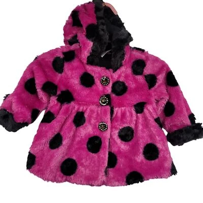 Abrigo con Capucha Piper Baby Piel Sintética 18M Rosa y Negro Lunares Poliéster Foto 1 de 4