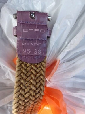 Hand Woven Belt WithLeather Details At Buckle And Closure.Made By ETRO In Italy. - Image 1 of 4