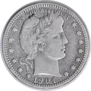 1904-O Barber Silver Quarter F Uncertified #309 - Bild 1 von 2