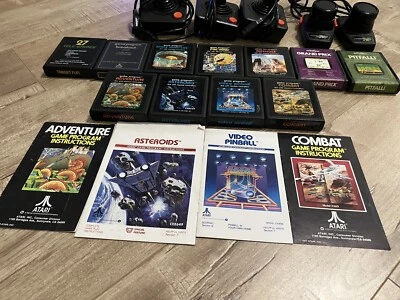 Atari 2600 11 games, 3 controllers & Pong Tennis Dual Paddle Controller -Tested! - Image 1 of 4