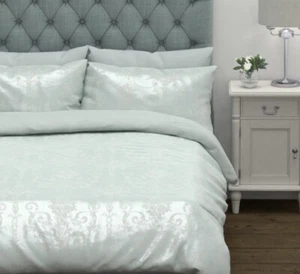 Laura Ashley Josette Jacquard Duck Egg Duvet Cover Single And 2 Pillowcase. - Picture 1 of 10