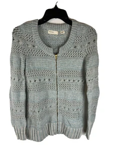 Sleeping on Snow Anthropologie Wool Angor Blend Zippered Sweater Blue Small - Picture 1 of 8