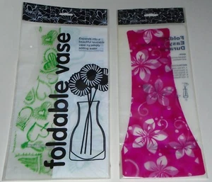 Foldable Vase x 2 Plastic Reusable Make Up Your Home 1 Green & 1 Pink - Picture 1 of 2
