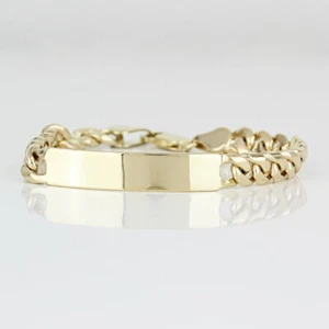 14k Yellow Gold Cuban Link Identity ID Bracelet - Picture 1 of 6