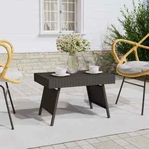 vidaXL Foldable Side Table Black 60x40x38 cm Poly Rattan - Picture 1 of 7