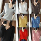 Winter Women V-neck Knitted Bottoming Shirt Cashmere Sweater Pullover Jumper
