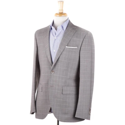 Abrigo deportivo de lana a cuadros gris pardusco 38 R (UE 48) NUEVO CON ETIQUETAS $995 LUIGI BIANCHI Foto 1 de 4