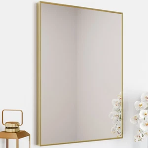 Plain Bathroom Mirror Rectangular Brushed Brass Framed Wall Mounted 500x700mm - Picture 1 of 9