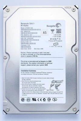Seagate Barracuda 80GB SATA Desktop Hard Drive Model ST380011AS P/N 9W2013-007 - Image 1 of 2