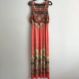 Maxi Vestido One World Live And Let Live Talla Mediana Melocotón Paisley Tachonado Y2k - Imagen 1 de 10