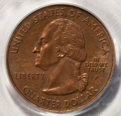 2007 PCGS AU58 Missing Clad Layer Washington State Mint Error Red Copper - Image 1 of 4