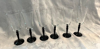 Cristal D Arques ONYX Tallo Negro Remolino Cuenco Champagne, Vino, 4 Oz, Juego de 6 Foto 1 de 4