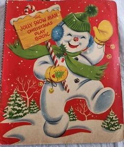 1955 The Jolly Snow Man Christmas Play Book White Plains Greeting Book - Bild 1 von 14