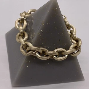 Gold Tone Bracelet 7.5” Lightweight! Brushed Texture Large Links Germany - Picture 1 of 9