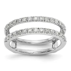 14k White Gold Round Diamond Engagement Enhancer Ring Classic Wrap 1/2 Ct. - Picture 1 of 7