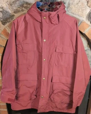 Vintage 80’s LL Bean Baxter State Parka Red Plaid Blanket Lined USA Jacket Large - Image 1 of 4