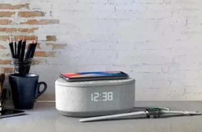 Brand New i-Box Dawn Alarm Clock Radio Wireless Phone Charging Bluetooth Speaker - Image 1 of 4