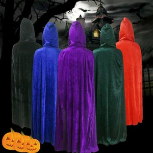 170CM Halloween Cosplay Death Cape Long Hooded Cloak Wizard Witch Medieval Cape - Picture 1 of 11