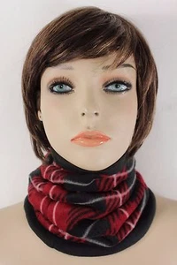 Women Scarf Turtle Neck Warmer Head Cover Outdoor Face Mask Sport Red Geometric - Picture 1 of 12