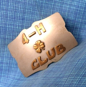 4H Club Gürtelschnalle Vieh Agri Neusilber Vintage 70er 80er Rockmount .NOX932 - Bild 1 von 10