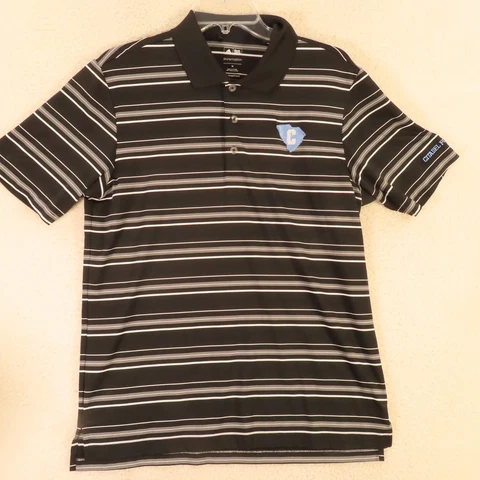 Citadel Bulldogs Adidas Polo Shirt Mens Medium Black Striped Short Sleeve Cover