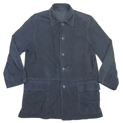 Abrigo Chaqueta De Colección La Matta Para Hombre 100% Cuero Gamuza Azul Marino • Italia • Talla 42 Foto 1 de 4